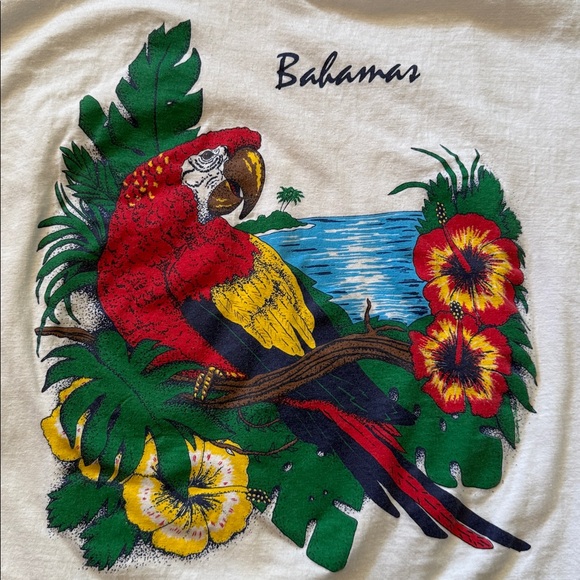 90’s Bahamas Parrot Single Stitch Vintage T-Shirt - Picture 2 of 8